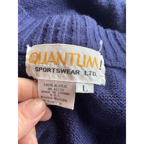 Vintage Ladies full zip Cardigan Royal Blue Argyle pockets mock neck mod preppy - Picture 6 of 6